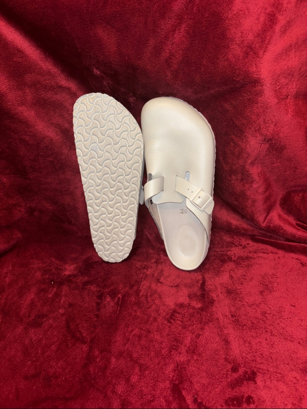 Birkenstock Cream Leather Slip-On Clog with Buckle
